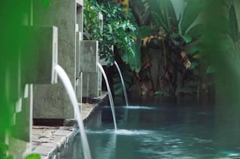 Outdoor pool, sun loungers