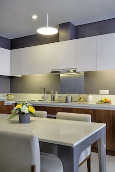 Signature 1-bedroom | Private kitchen | Fridge, microwave, electric kettle, cookware/dishes/utensils