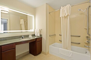 Suite, 2 Queen Beds, Accessible, Bathtub (Mobility & Hearing) | Bathroom | Hair dryer, towels