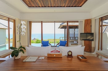 Villa, Private Pool, Ocean View | Premium bedding, in-room safe, desk, iron/ironing board