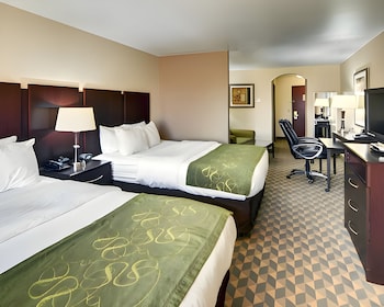 Suite, 2 Queen Beds, Non Smoking | In-room safe, desk, laptop workspace, iron/ironing board