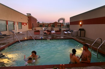 Indoor pool, outdoor pool, sun loungers