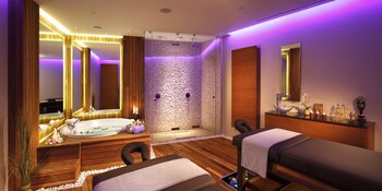 Sauna, spa tub, body treatments, aromatherapy, facials