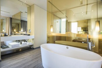 Luxury Suite | Bathroom | Shower, hydromassage showerhead, hair dryer, bathrobes