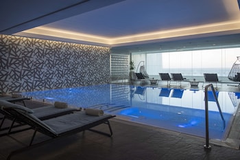 Indoor pool, open 8:00 AM to 8:00 PM, sun loungers