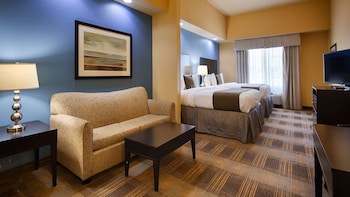 Suite, 2 Queen Beds, Non Smoking, Refrigerator & Microwave | Pillowtop beds, desk, laptop workspace, iron/ironing board